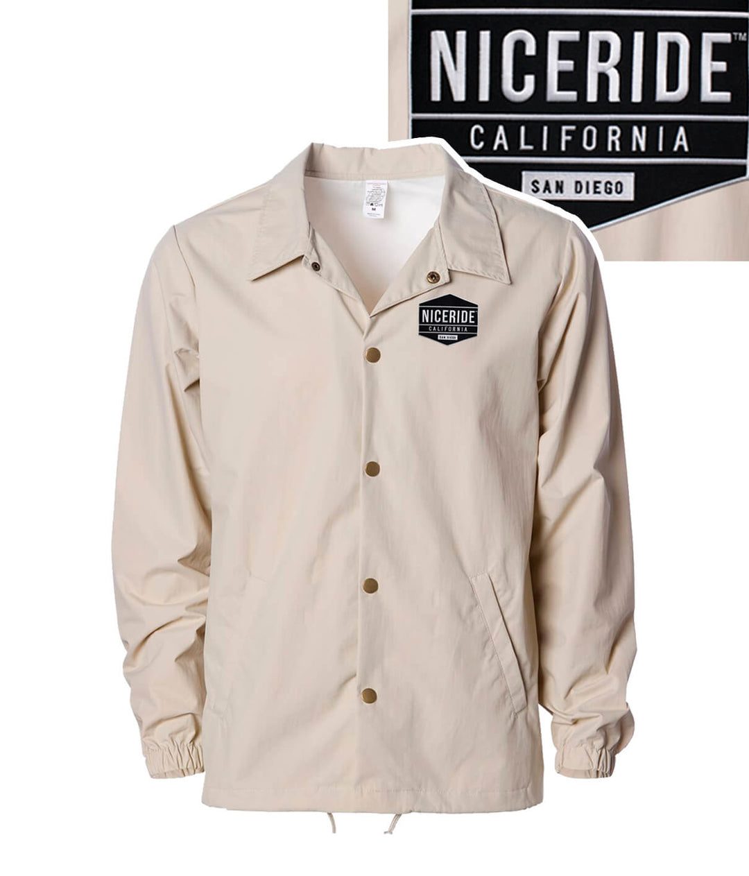 Good Times windbreaker jacket with NICERIDE logo, waterproof material, designed for standard fit, stylish and functional jacket.