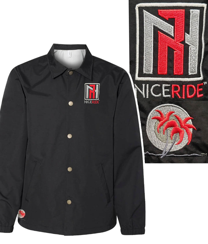 N-R Windbreaker Jacket featuring waterproof coating and NICERIDE logo on front left chest, ideal for outdoor wear.