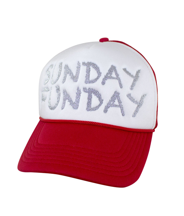 Sunday Funday Foam Trucker Hat, baseball cap with embroidered text, perfect for casual wear.