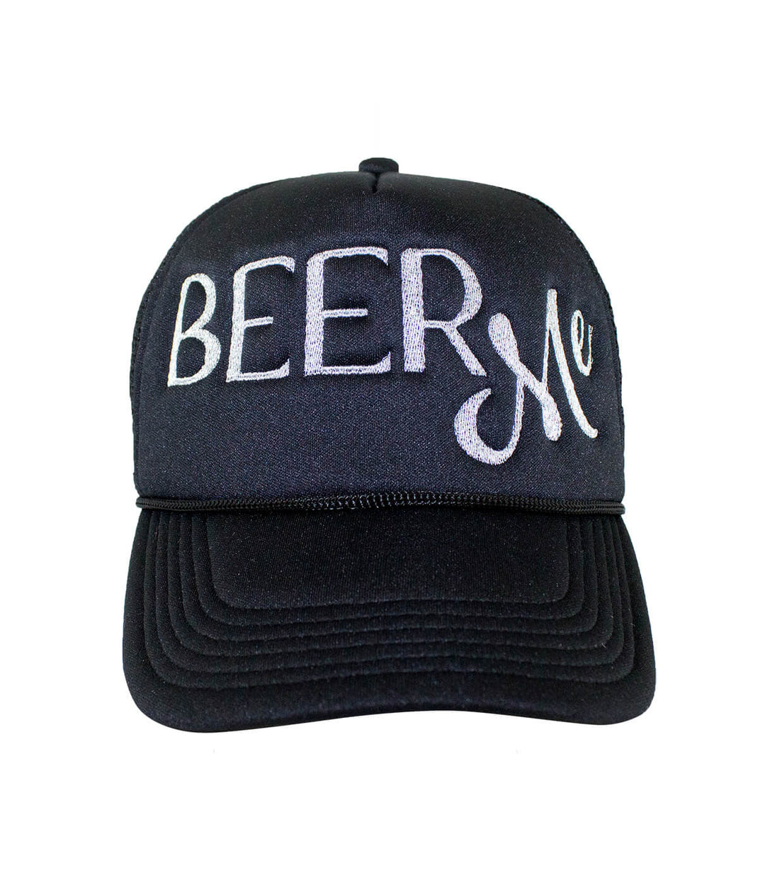 Beer Me Foam Trucker Hat featuring embroidered text, designed for style and comfort. Perfect hat for casual wear.