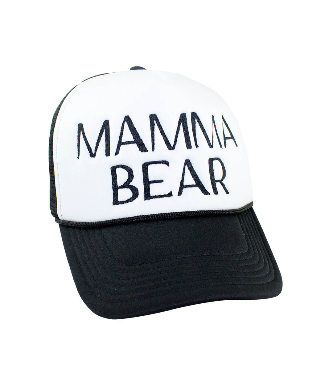 Mamma Bear Foam Trucker Hat, embroidered baseball cap, NICERIDE on left side, perfect stylish hat for any occasion.