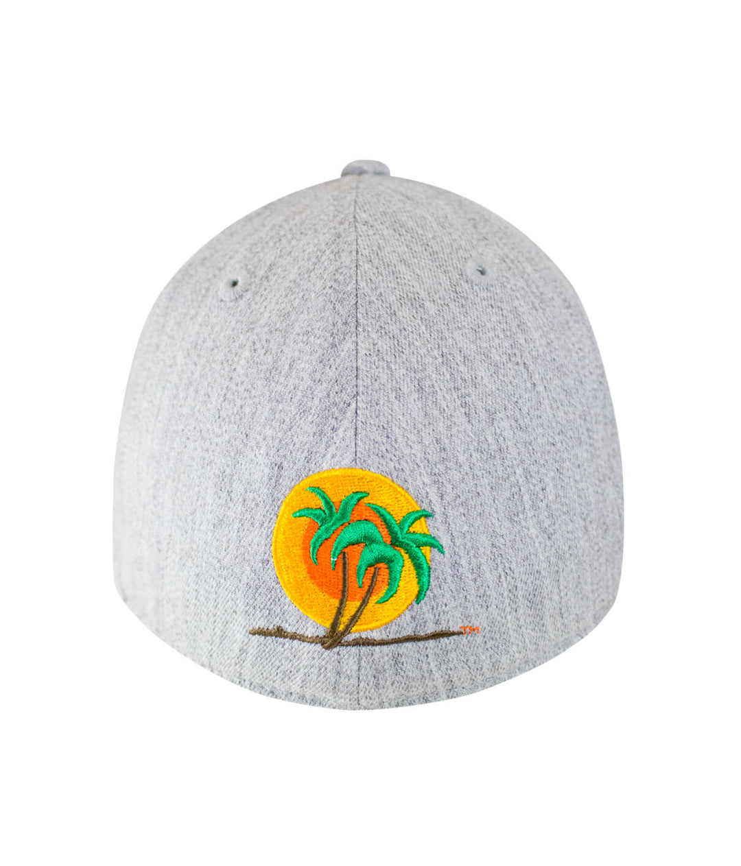 Back view of Classic NICERIDE 210F fitted hat displaying palm logo and sun design.