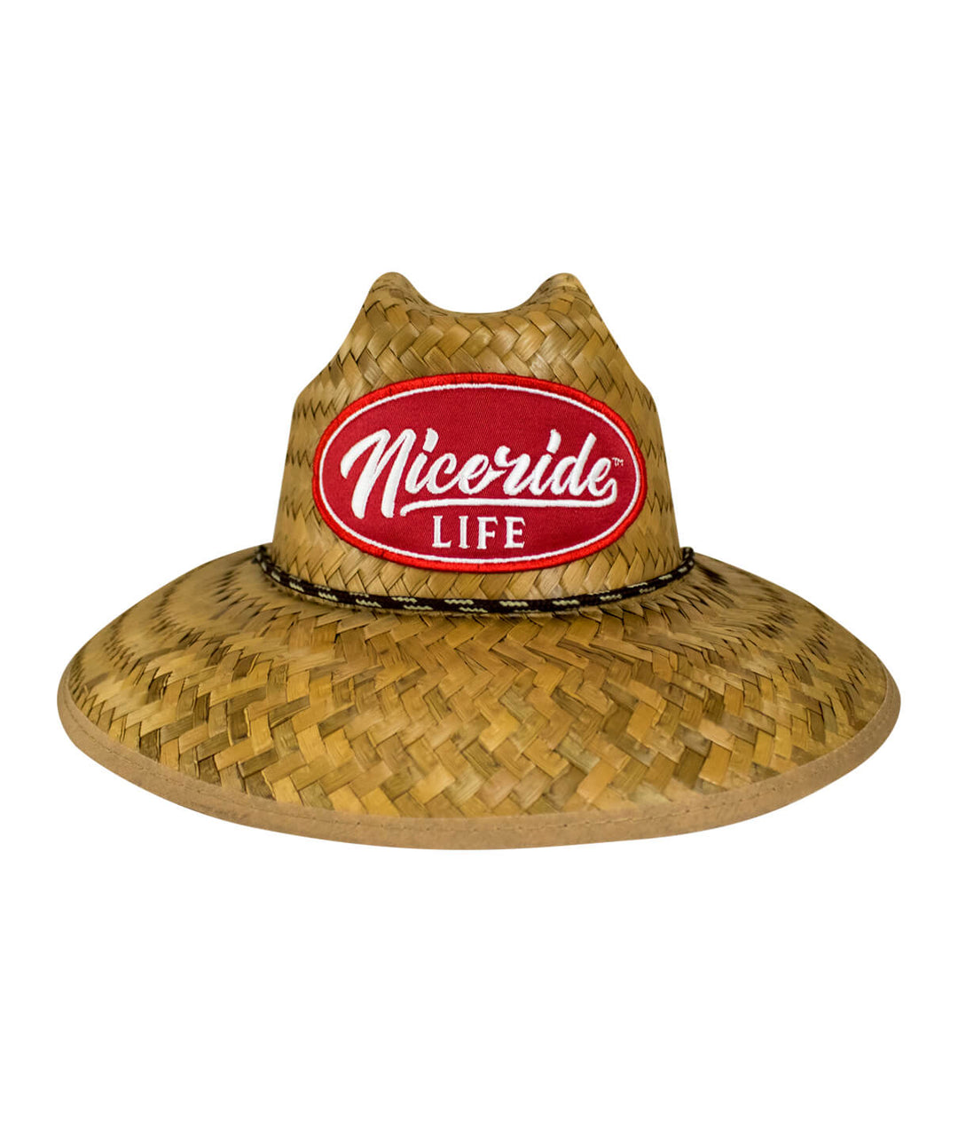 Unisex Junior straw sun hat with NICERIDE'S "Horsepower" patch, perfect for beach outings. Ideal hat for sun protection.