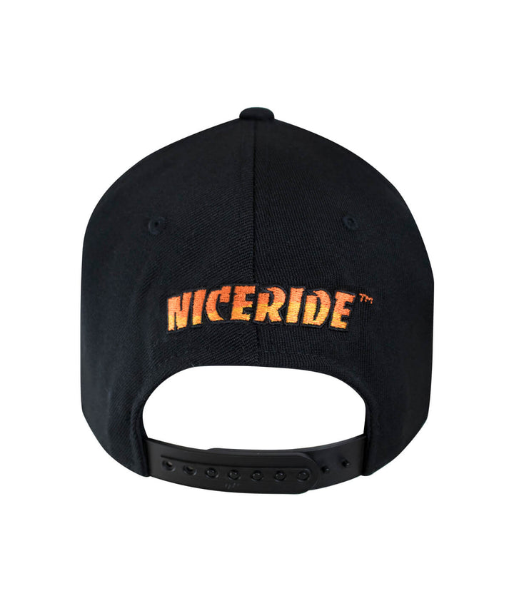 Back view of NICERIDE 110F Snapback hat featuring embroidered logo, perfect addition to any hat collection.