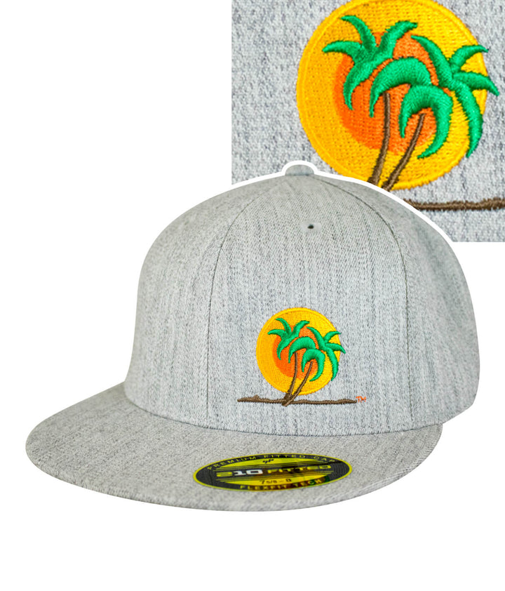 Classic Palm 210F fitted hat showcasing NICERIDE logo and vibrant palm tree design, perfect for casual wear.