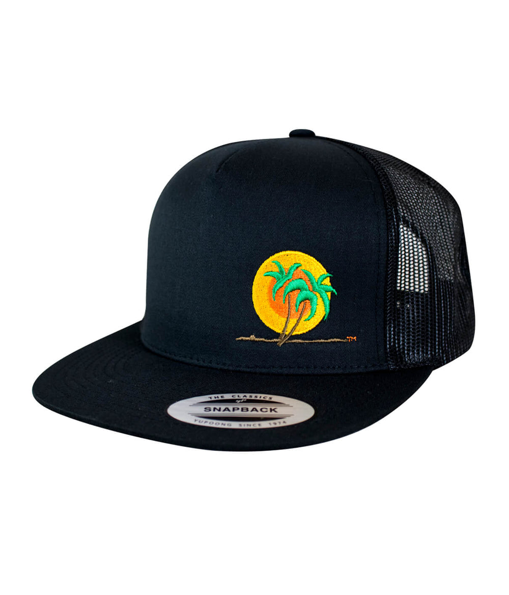 The Cledus - Palm trucker hat featuring NICERIDE's palm logo on the front, perfect summer hat.