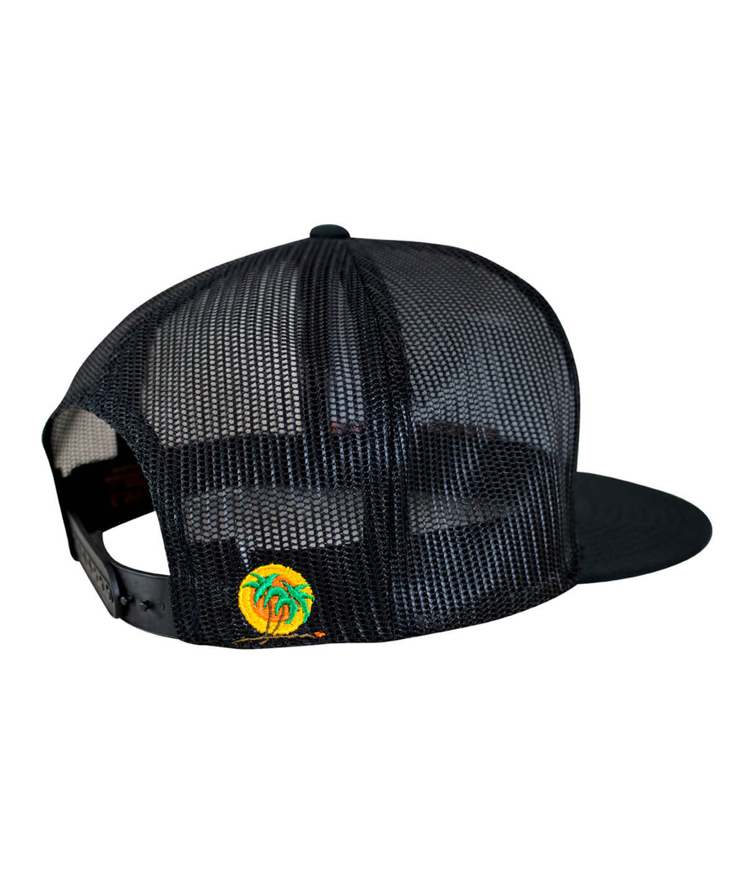 Back view of The Cledus - NICERIDE trucker hat showcasing the mesh and embroidered NICERIDE logo, perfect hat for casual wear.