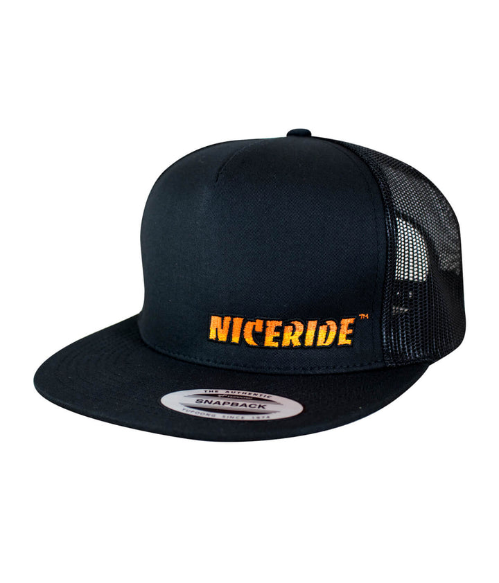 The Cledus - NICERIDE trucker hat, classic snapback baseball hat featuring NICERIDE logo embroidered on the front.