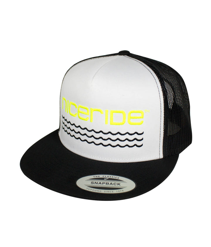 On The Water - Center Trucker Baseball Cap by NICERIDE, a stylish hat with bright design and mesh back.