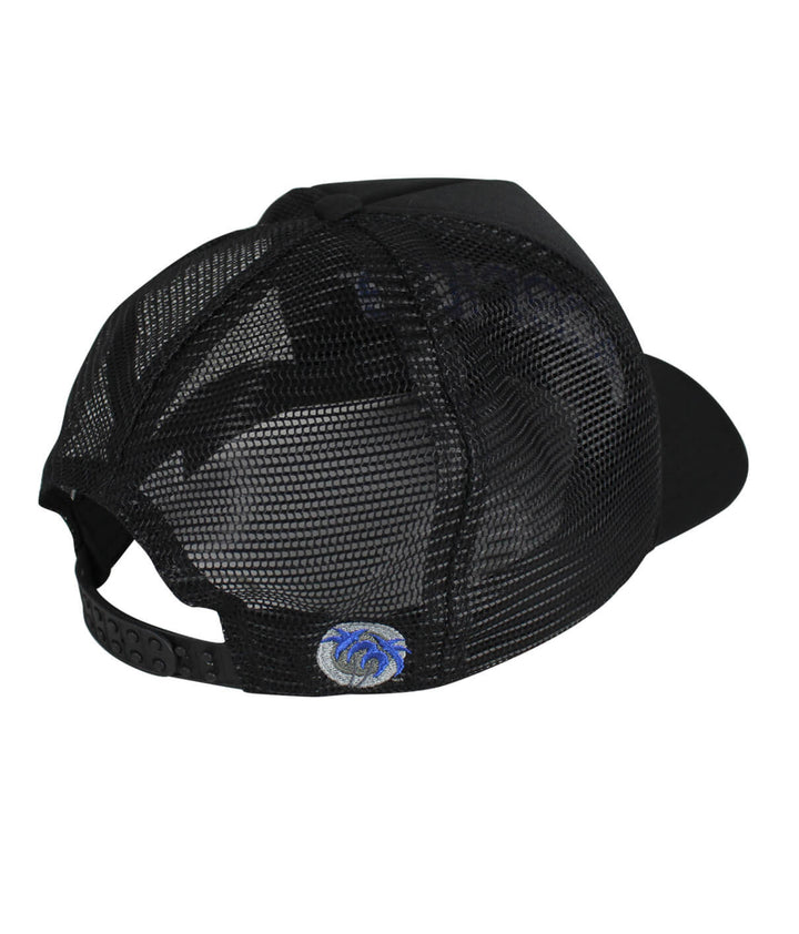 Black Foam Trucker Hat showcasing the NICERIDE logo, ideal for casual wear and outdoor activities.