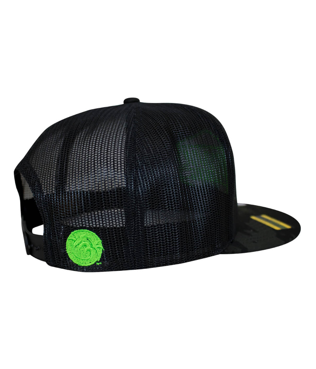 Back view of the Good Times - Neon hat showing neon green palm logo and classic trucker style.