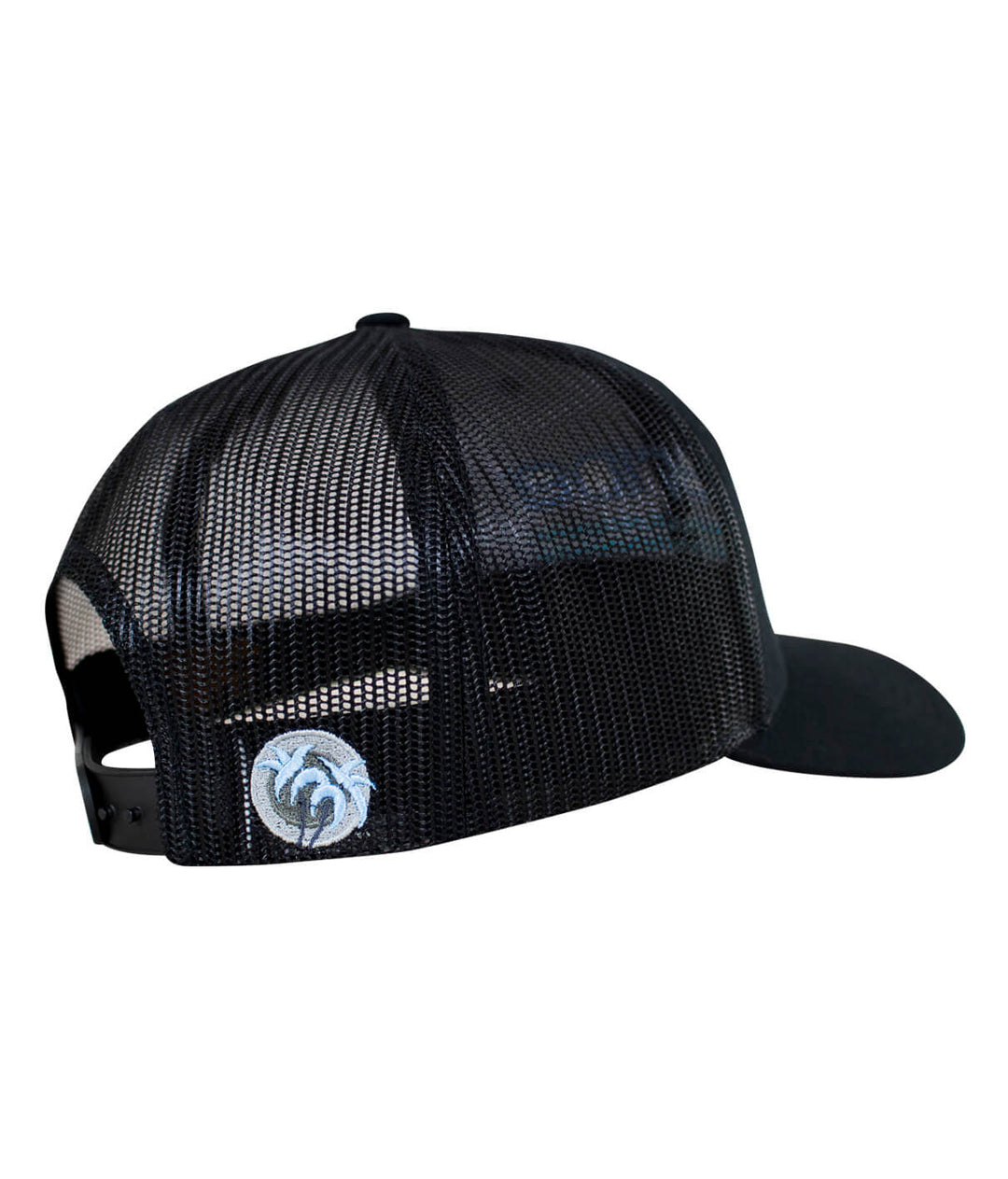 On The Water - Center retro trucker baseball hat showcasing a black mesh back and stitched design.