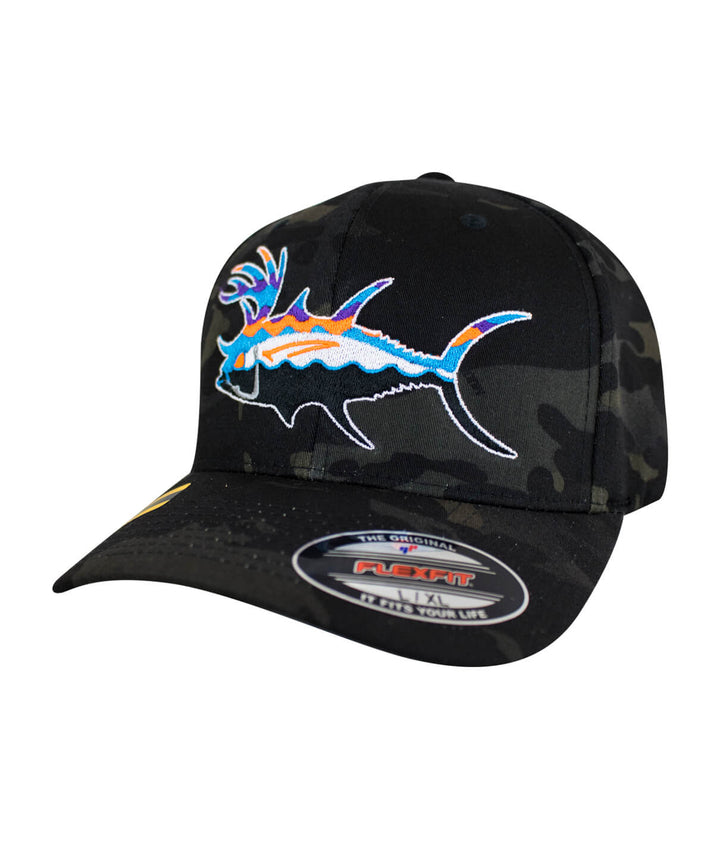 Buck-Eye Explorer unisex multicam classic Flexfit hat with embroidered design, perfect fishing hat for men and women, hat.