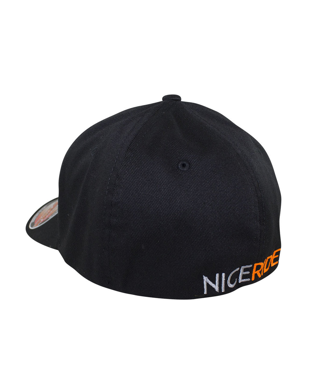 Back view of the N-R - Orange Classic Flexfit Hat showcasing the NICERIDE logo in embroidery.