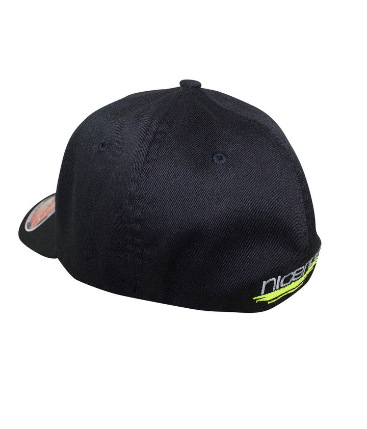 Back view of the Retro Palm Classic Flexfit hat with NICERIDE logo embroidered.