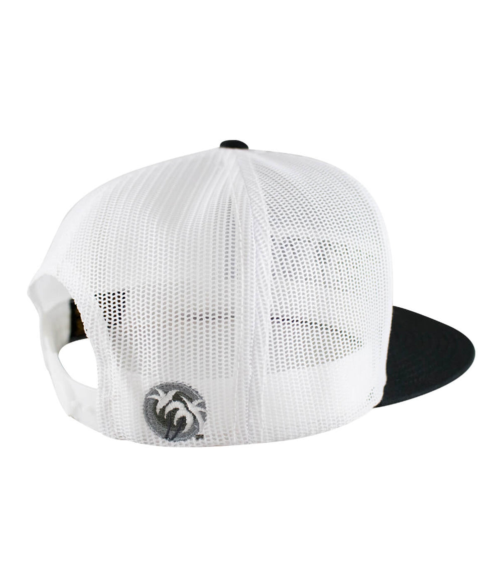 Back view of the 'Influencer' unisex adjustable trucker hat with NICERIDE's logo and mesh design.