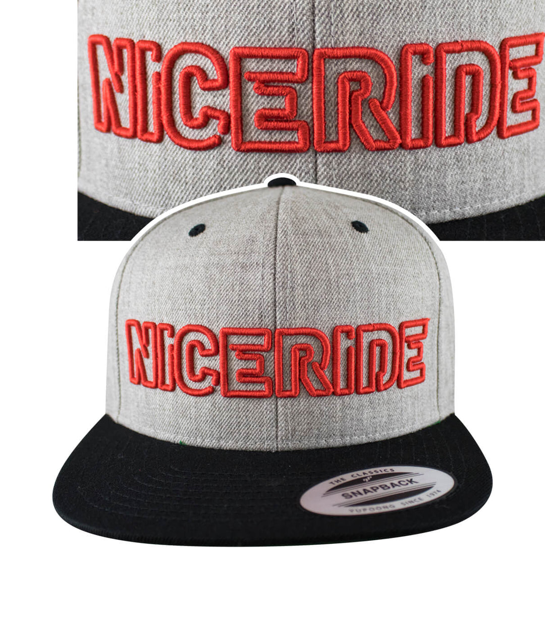 Maze Snapback Hat featuring NICERIDE logo design, a stylish baseball cap perfect for casual wear.