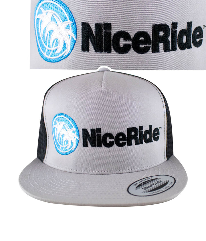 6006 Classic Snapback Trucker Hat with NiceRide logo, perfect hat for stylish outdoor wear.