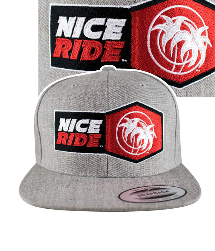 Socket Flatbill Snapback Hat featuring NICERIDE logo embroidered on front and palm design.