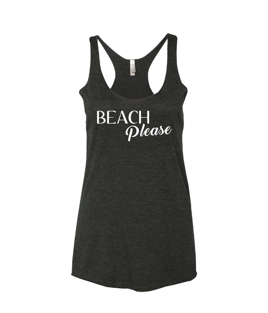Beach Please vintage style tank top for women featuring racerback design and ultra-soft fabric.