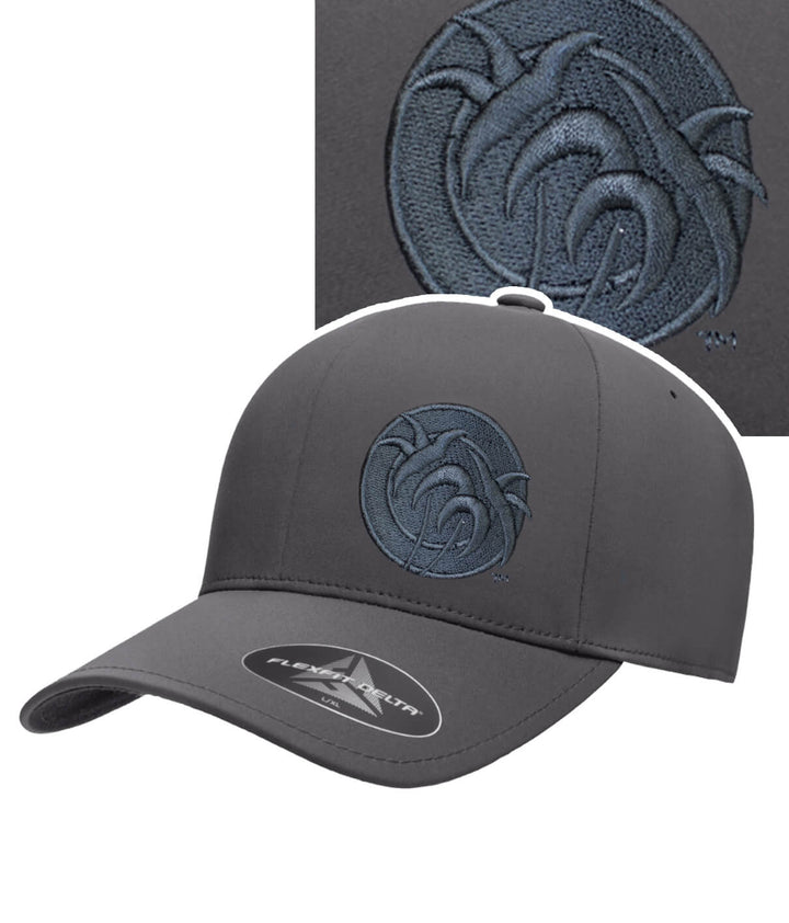 Gray Flexfit baseball hat with embossed &