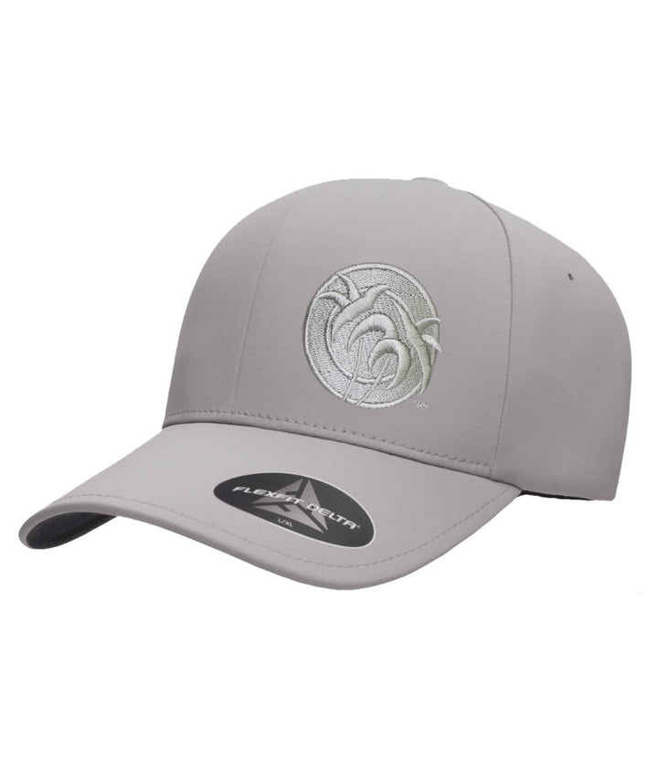 NICERIDE Tone Flexfit Delta baseball hat in gray with embroidered palm design on front panel.