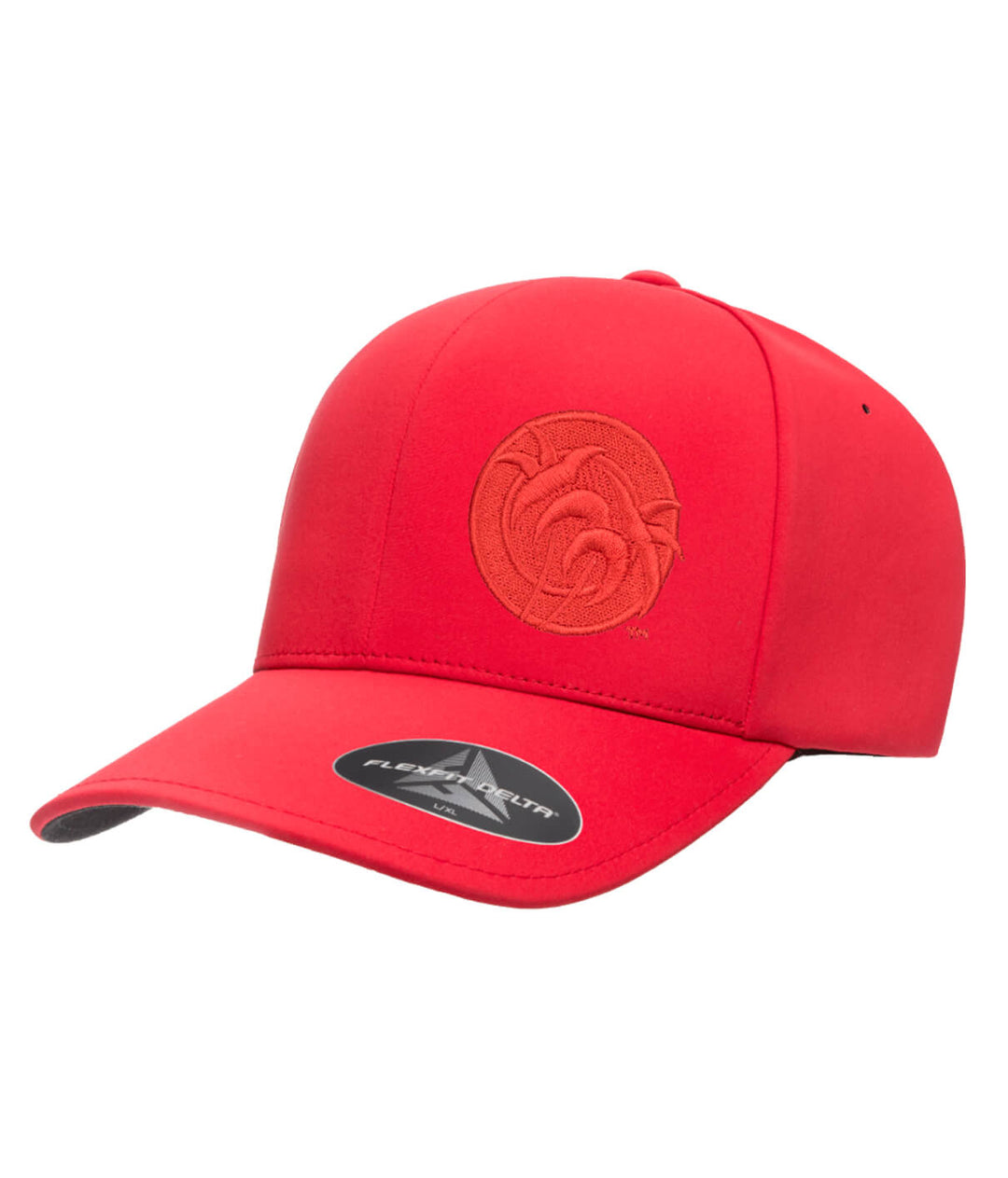 Red NICERIDE Tone Flexfit Baseball Hat with palm design embroidery on the front panel.