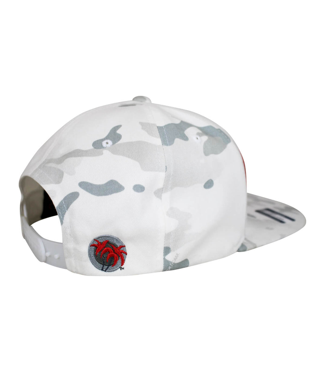 Back view of the NICERIDE Horsepower unisex snapback hat in white camo with logo detail.