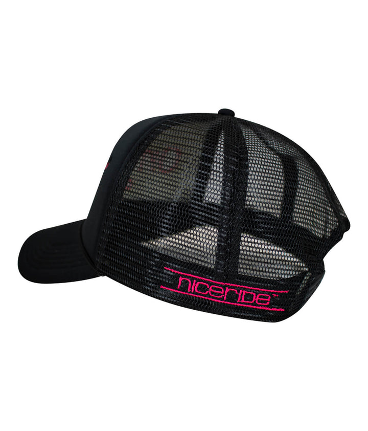 On River Time Foam Trucker hat with NICERIDE embroidery, designed for comfort and style.