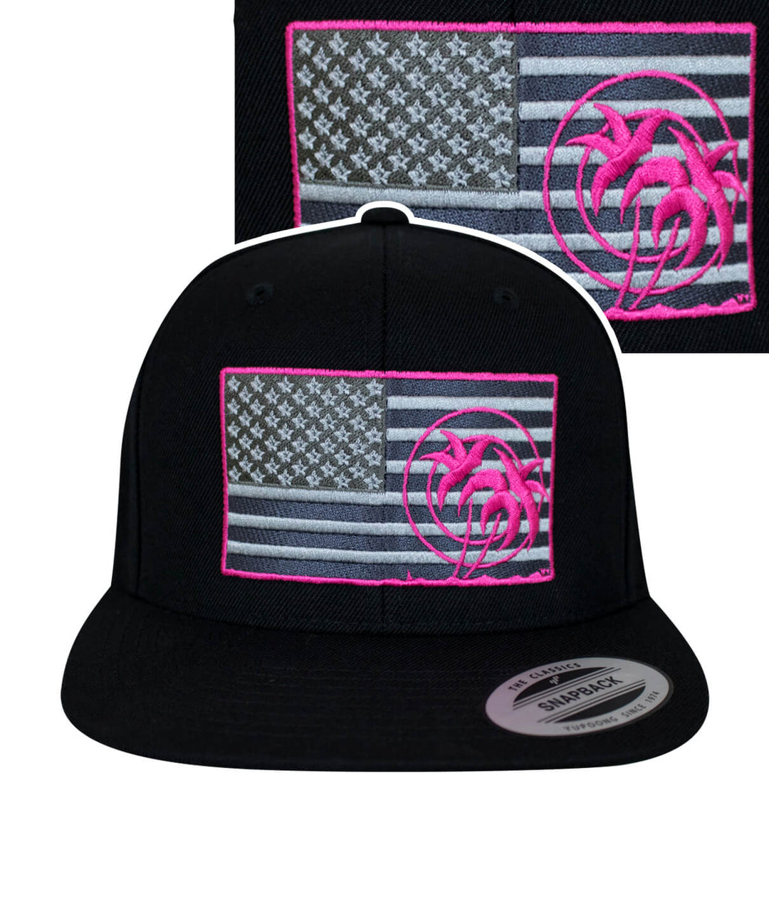 Black snapback hat featuring American flag with neon accents and NICERIDE logo, perfect for stylish hat enthusiasts.
