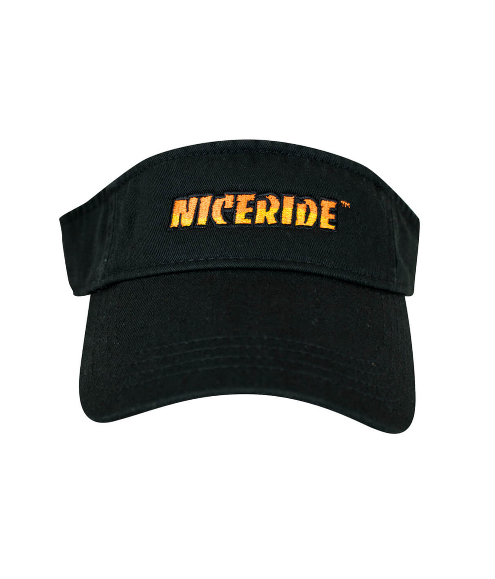 Classic NICERIDE visor in black cotton with embroidered logo and pre-curved visor design.