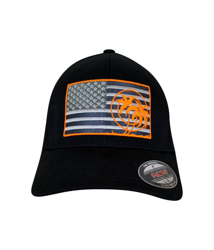 Strong - Neon Classic Flexfit Hat featuring American flag design with neon accents