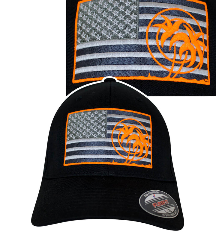 Strong - Neon Classic Flexfit Hat featuring American flag and NICERIDE design with neon accents.