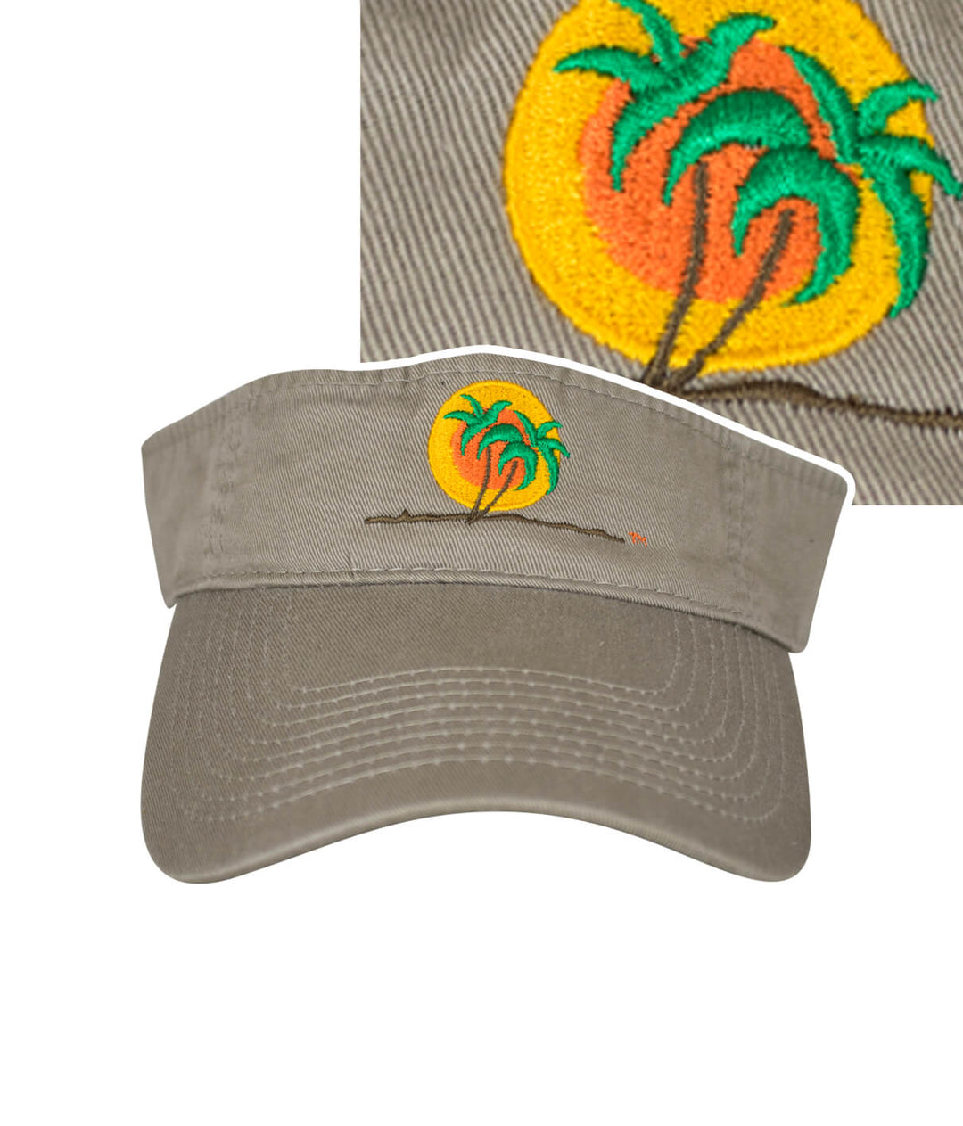 Classic Palm visor in gray with embroidered palm tree logo on the front