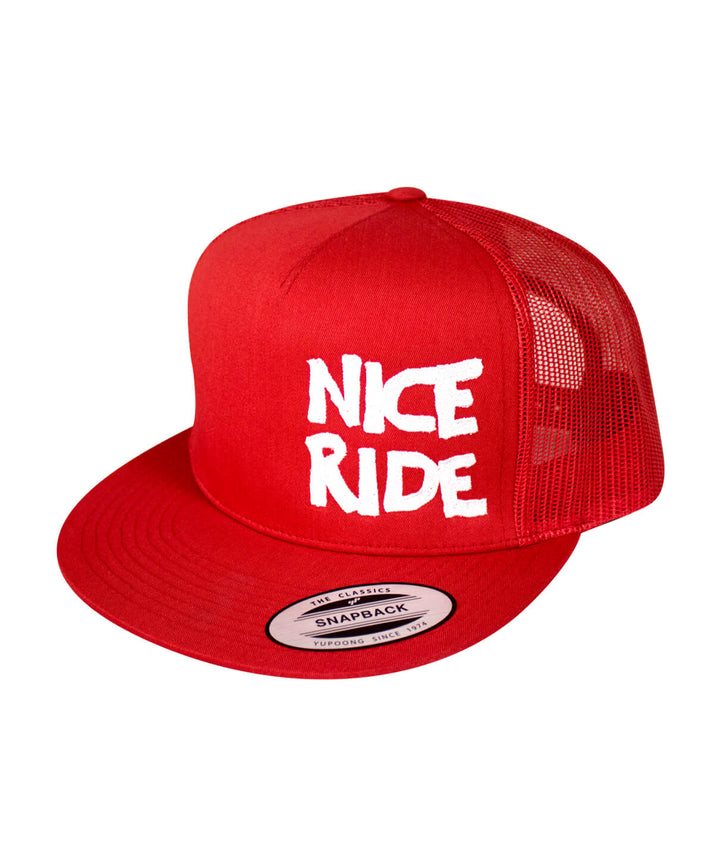 CR-Ride trucker hat in red, featuring embroidered &