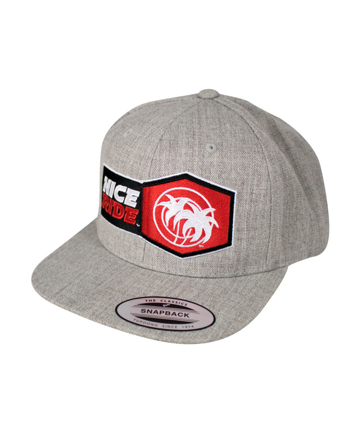 Socket Flatbill Snapback Hat with NICERIDE logo, stylish baseball cap design, perfect hat for casual wear.