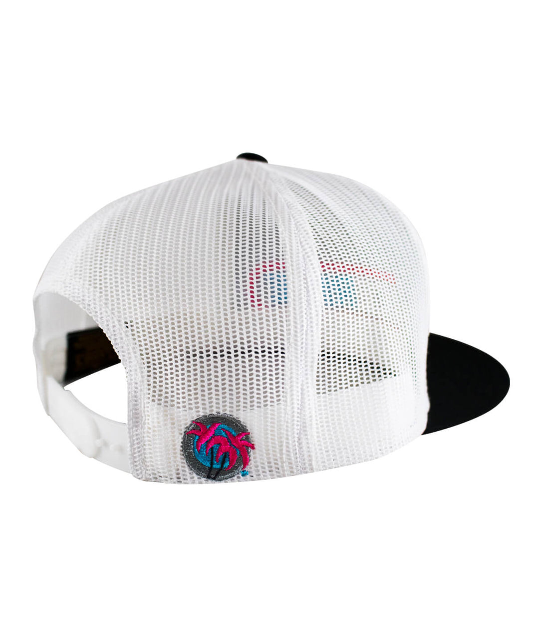 Back view of NICERIDE The Tube Trucker Hat showcasing embroidered design and mesh structure.