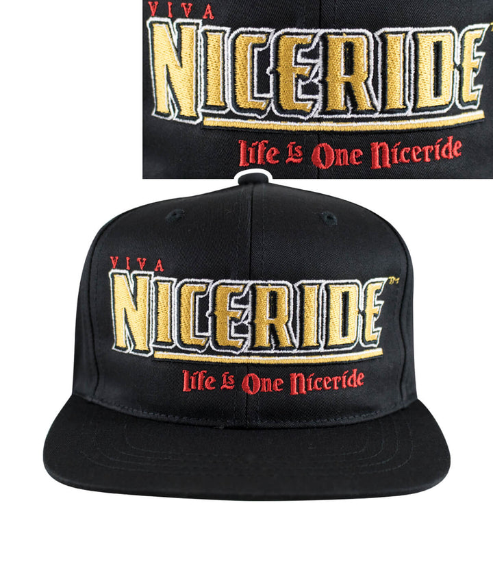 Classic Snapback Youth Hat featuring embroidered "Viva" design and NICERIDE logo, perfect hat for stylish kids.