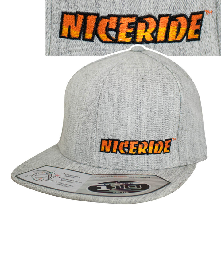 Classic NICERIDE 110F Snapback hat with embroidered NICERIDE logo on front and palm logo on back.