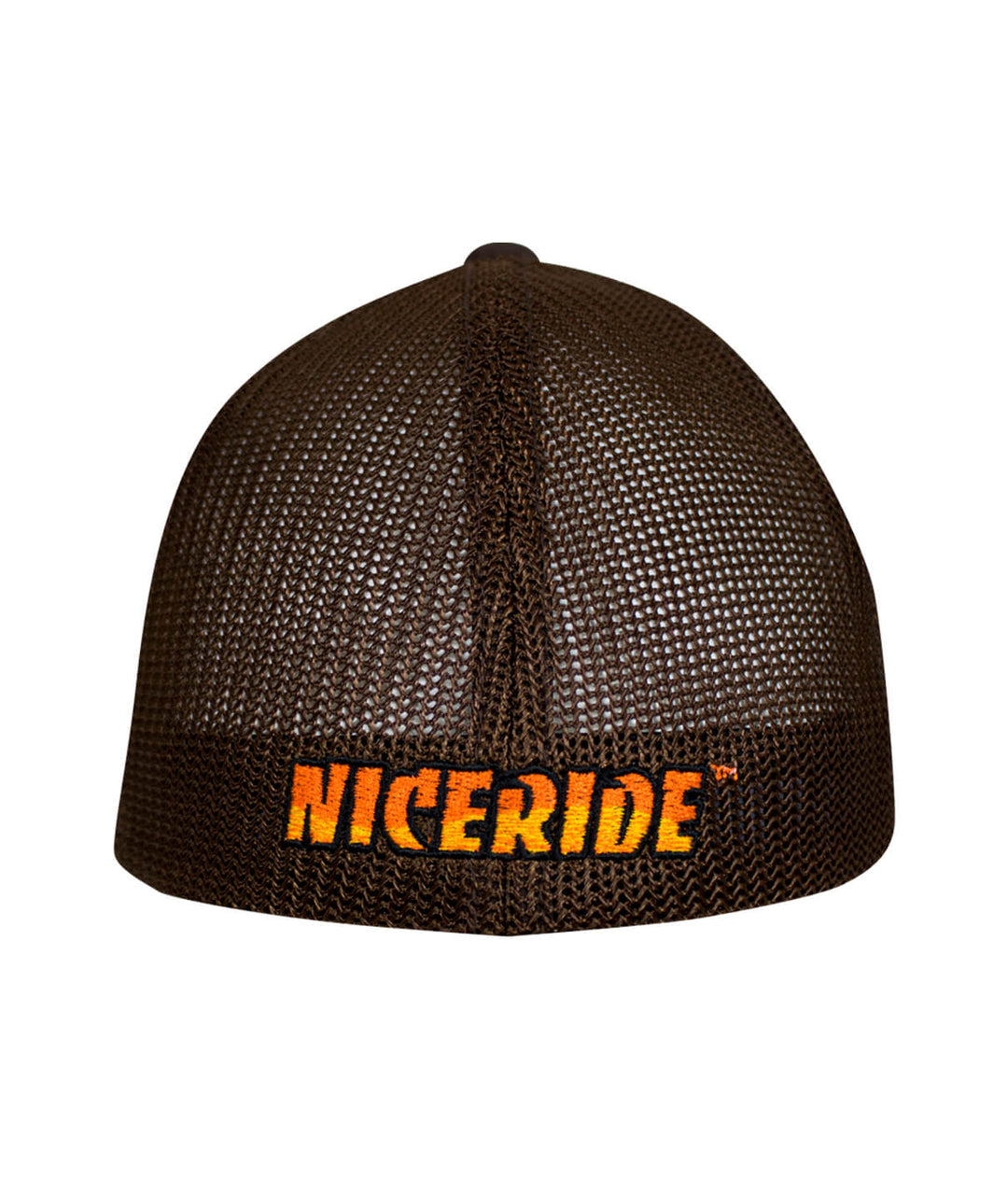 Back view of Classic Palm Meshback Flexfit Hat featuring NICERIDE logo embroidered on the band, perfect hat for casual wear.