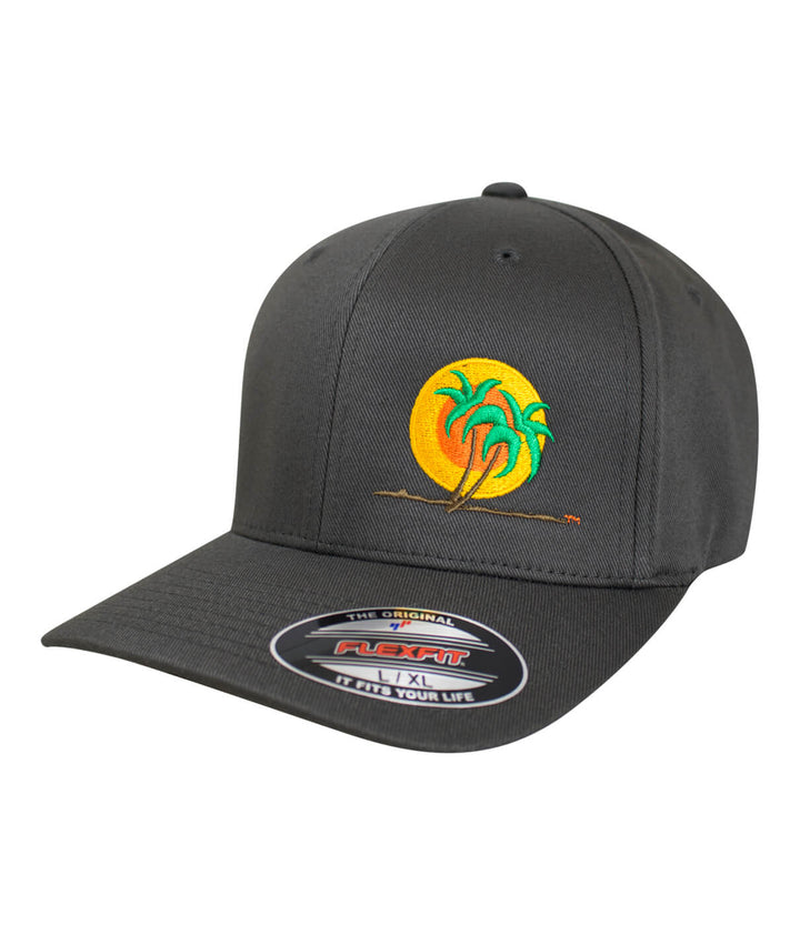 Classic Palm Classic Flexfit Hat featuring NICERIDE logo, a black baseball cap ideal for sunny days.