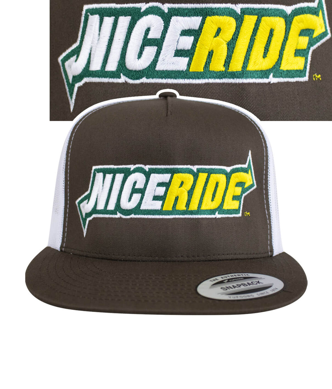 6006 Classic Snapback Trucker Hat with NICERIDE logo, perfect Hat for casual wear.