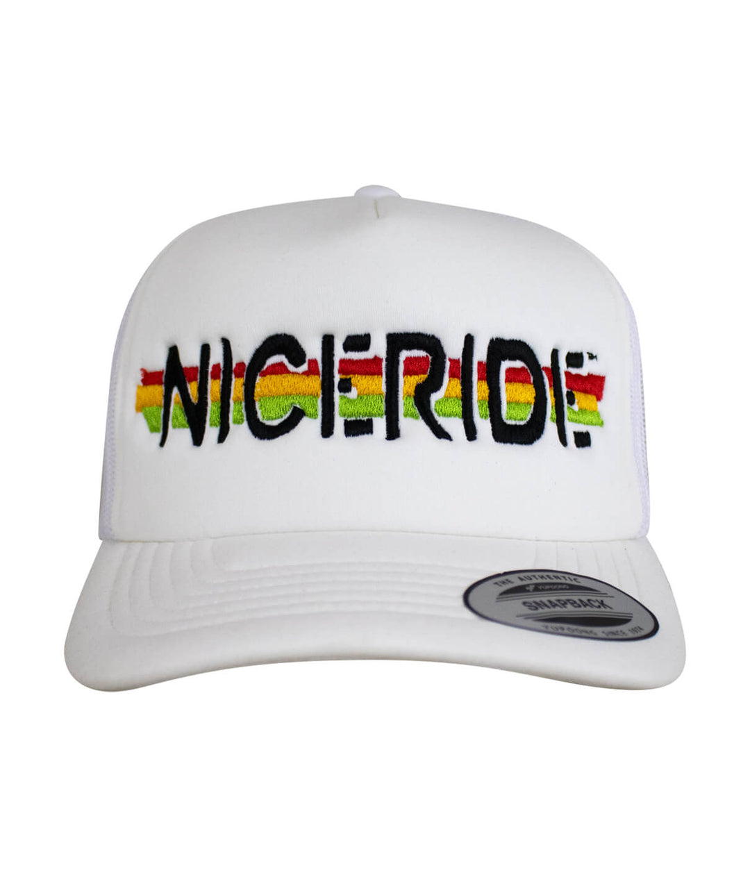 Lion Tamer Foam Trucker Cap featuring NICERIDE logo, a stylish hat for casual wear.