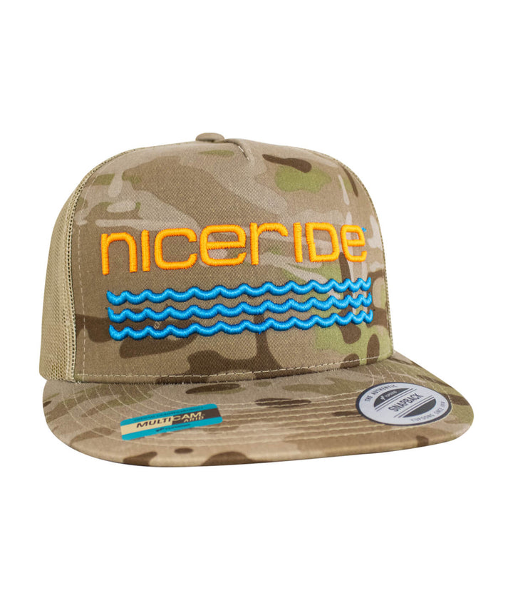 On The Water - 3D Center unisex hat with camo design and vivid embroidery for beach lovers.
