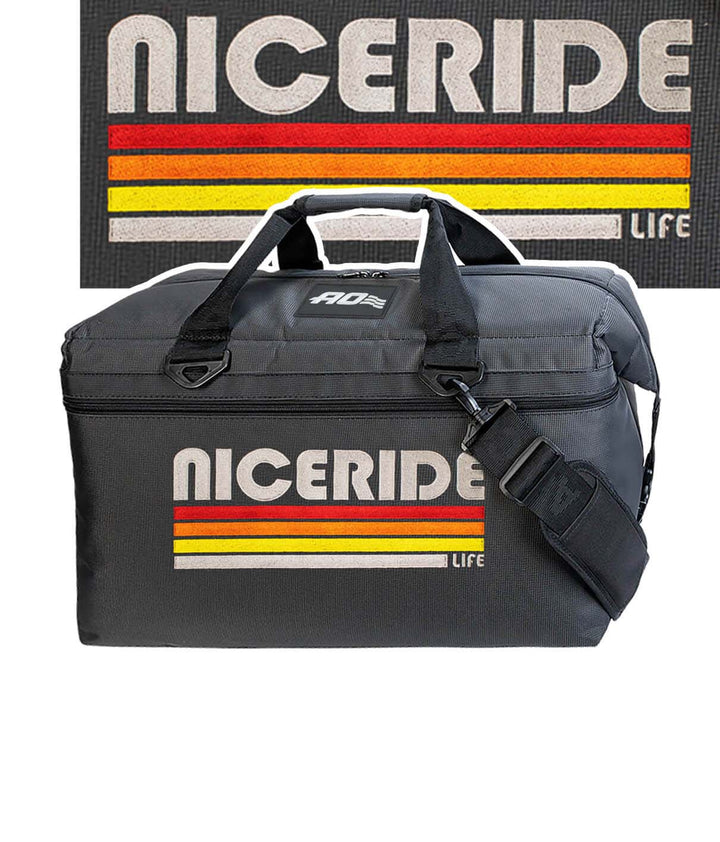 NICERIDE soft sided insulated cooler bag with embroidered logo and durable construction.