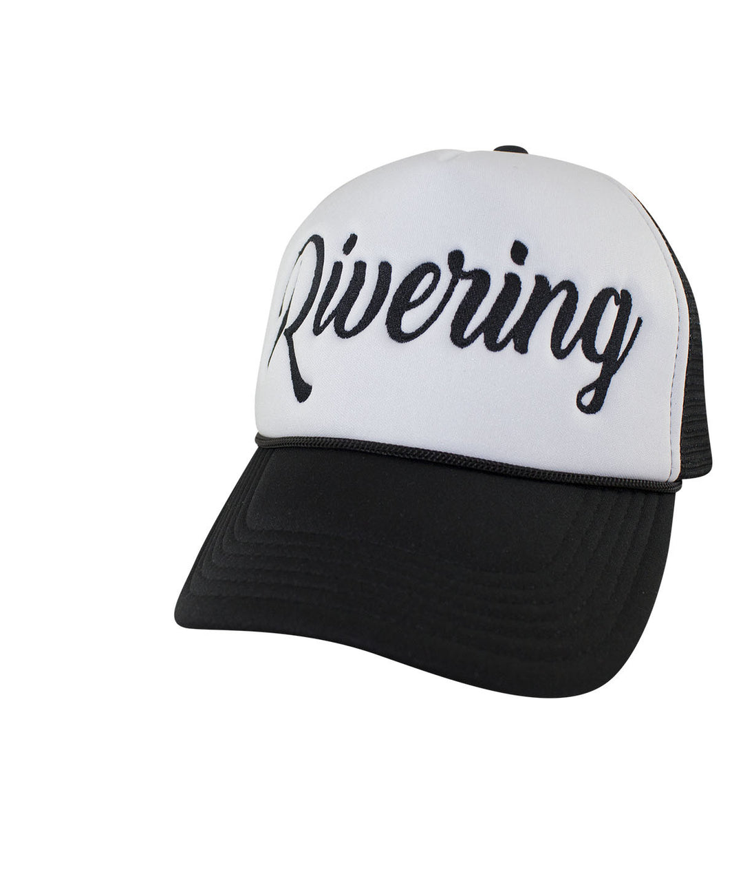 Rivering Foam Trucker Hat featuring embroidered text, ideal for river adventures.