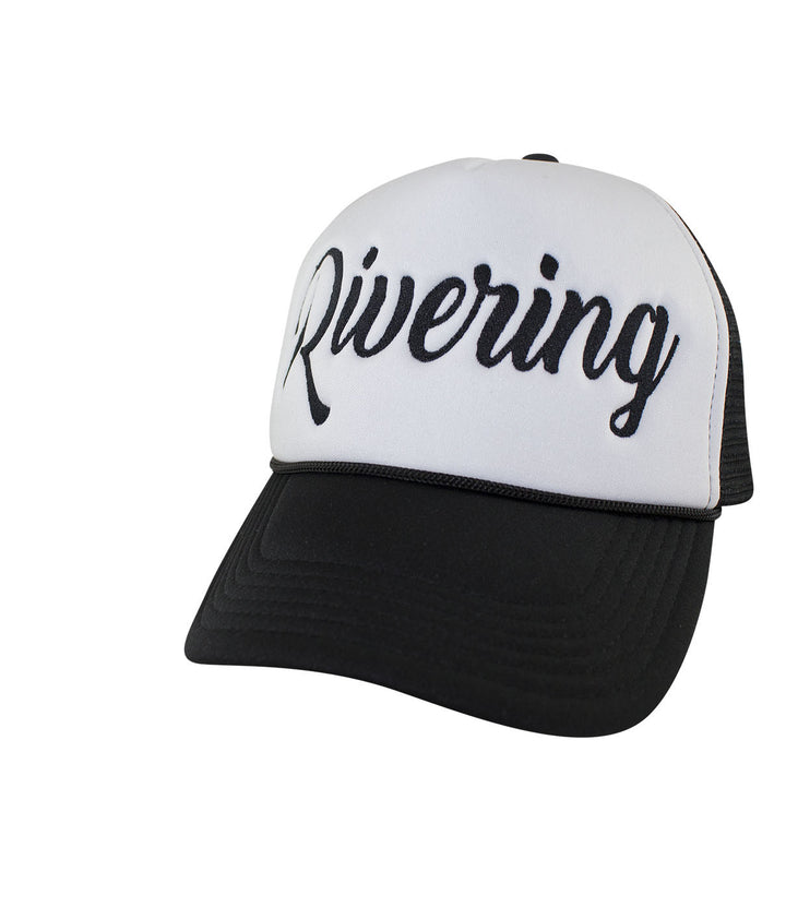 Rivering Foam Trucker Hat featuring embroidered text, ideal for river adventures.