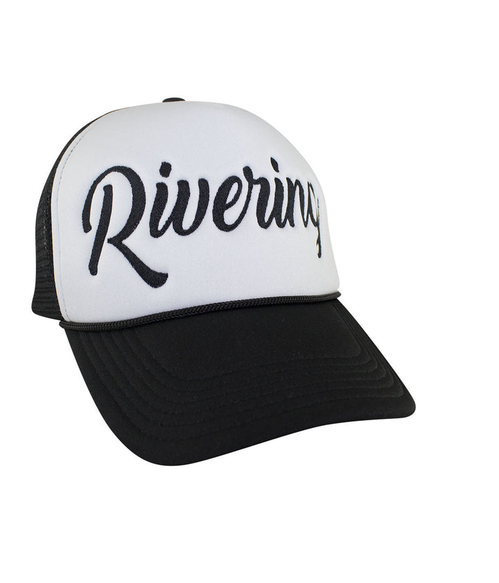 Rivering Foam Trucker Hat with embroidered text, ideal for river outings and outdoor activities.