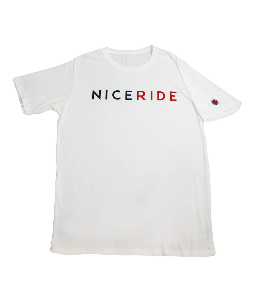 Essential shirt for men, cotton blend t-shirt with NICE RIDE logo, short sleeves, available in multiple colors.