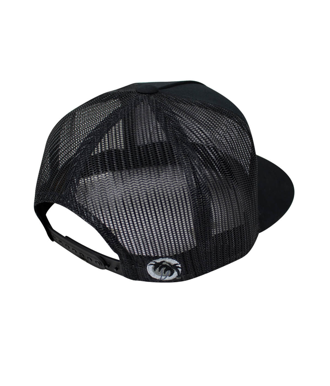 Back view of Conservative Trucker Hat showcasing mesh and black design, perfect for any casual outfit. A stylish hat.